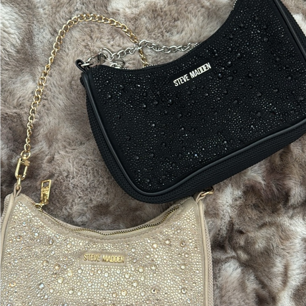 Steve Madden Black and Cream Shoulder Bags with Chain Strap